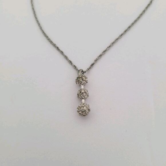 Nina Ricci Rhodium Plated Pendant with Swarovski Crystals - 16-18" length - Picture 1 of 6